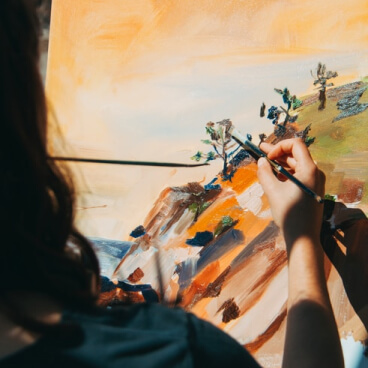 Arts students learning painting and creativity